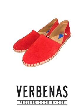 ☀️ Verbenas Red Leather Espadrille Flats